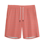 Pastel Red And Grey Tattersall Print Men's Sports Shorts