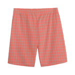 Pastel Red And Grey Tattersall Print Men's Sports Shorts
