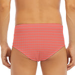 Pastel Red And Grey Tattersall Print Men's Triangle Swim Briefs
