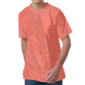 Pastel Red And Grey Tattersall Print Men's Velvet T-Shirt