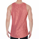 Pastel Red And Grey Tattersall Print Men's Velvet Tank Top