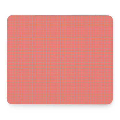 Pastel Red And Grey Tattersall Print Mouse Pad