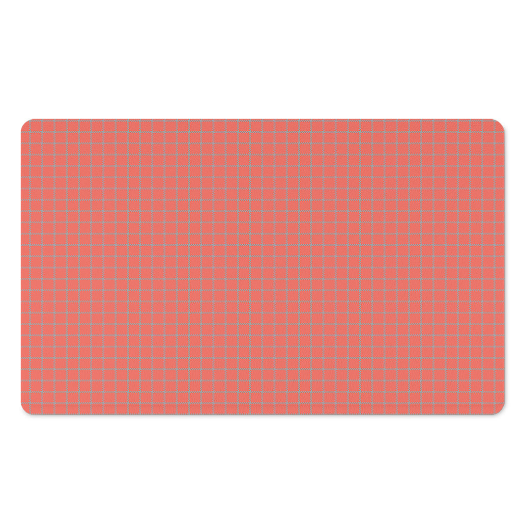 Pastel Red And Grey Tattersall Print Polyester Doormat