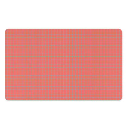 Pastel Red And Grey Tattersall Print Polyester Doormat