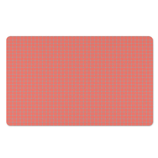 Pastel Red And Grey Tattersall Print Polyester Doormat