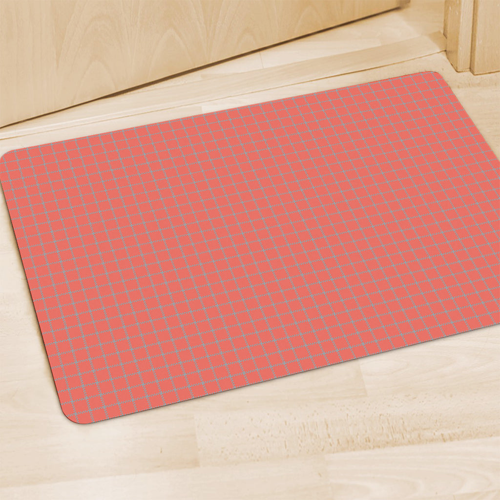 Pastel Red And Grey Tattersall Print Polyester Doormat