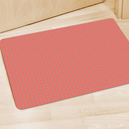 Pastel Red And Grey Tattersall Print Polyester Doormat