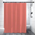 Pastel Red And Grey Tattersall Print Premium Shower Curtain