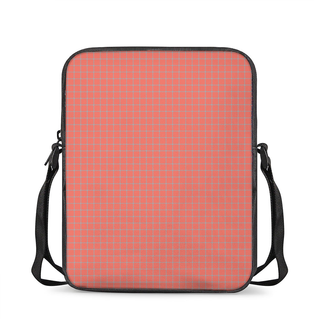 Pastel Red And Grey Tattersall Print Rectangular Crossbody Bag