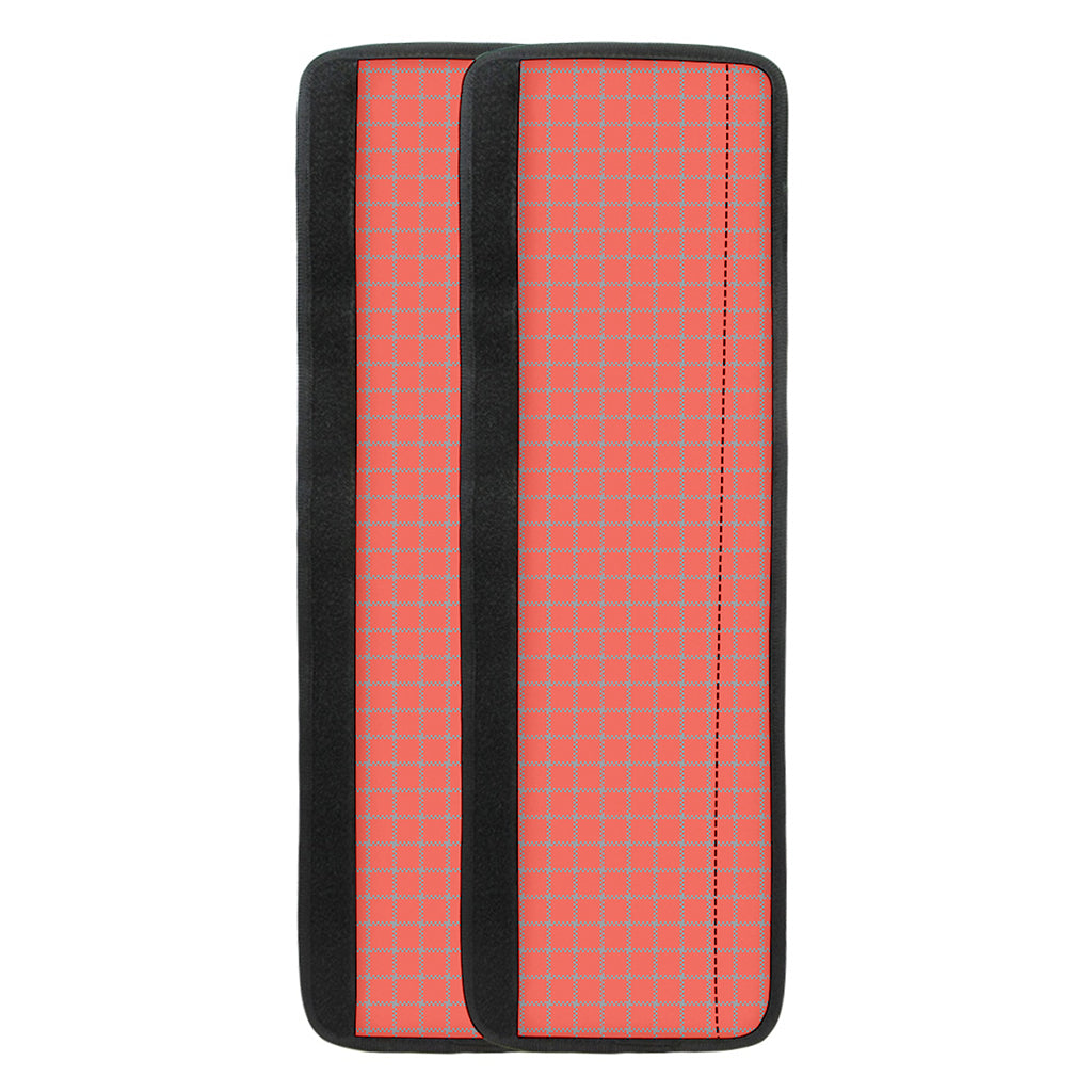 Pastel Red And Grey Tattersall Print Refrigerator Handle Covers