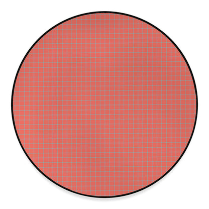 Pastel Red And Grey Tattersall Print Round Floor Mat