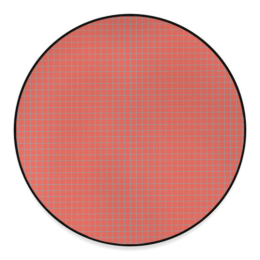 Pastel Red And Grey Tattersall Print Round Floor Mat