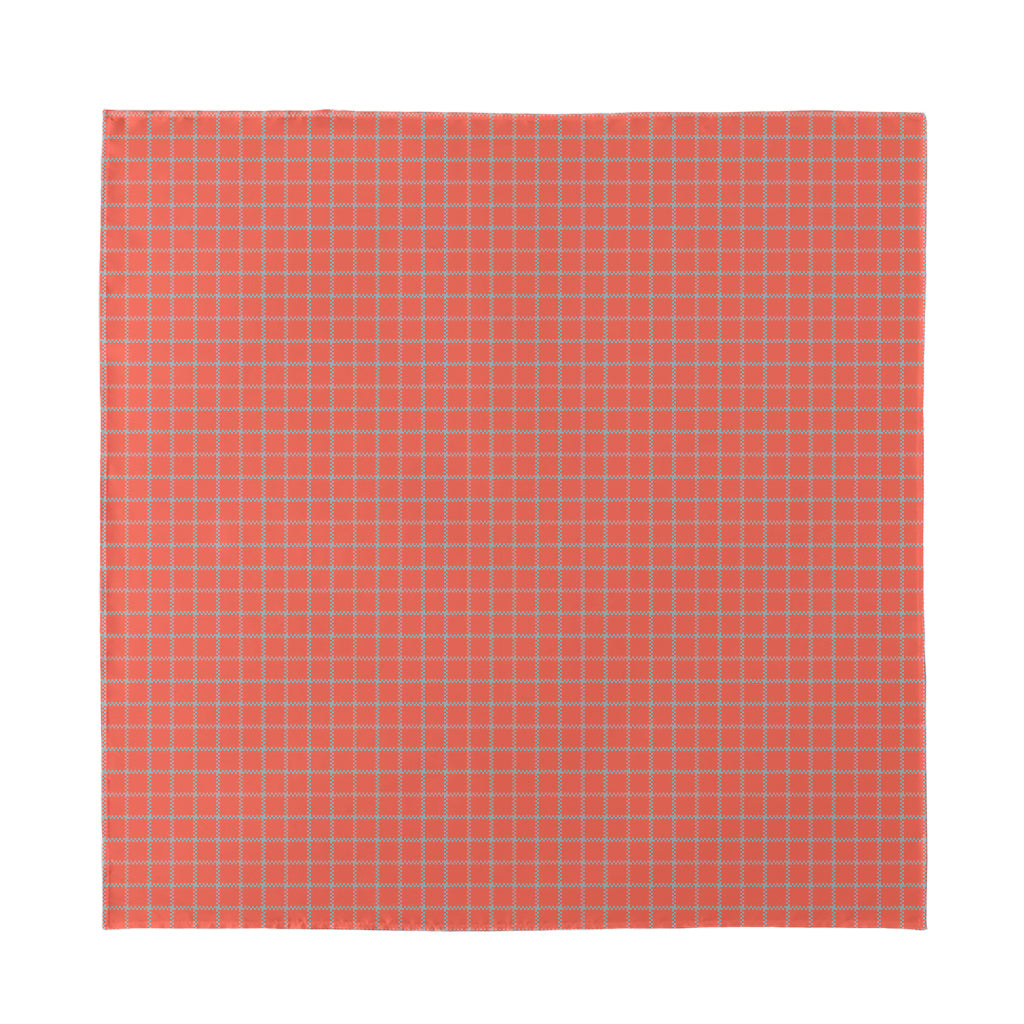 Pastel Red And Grey Tattersall Print Silk Bandana