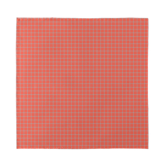 Pastel Red And Grey Tattersall Print Silk Bandana
