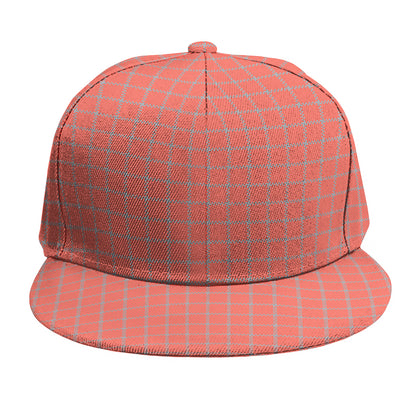 Pastel Red And Grey Tattersall Print Snapback Cap
