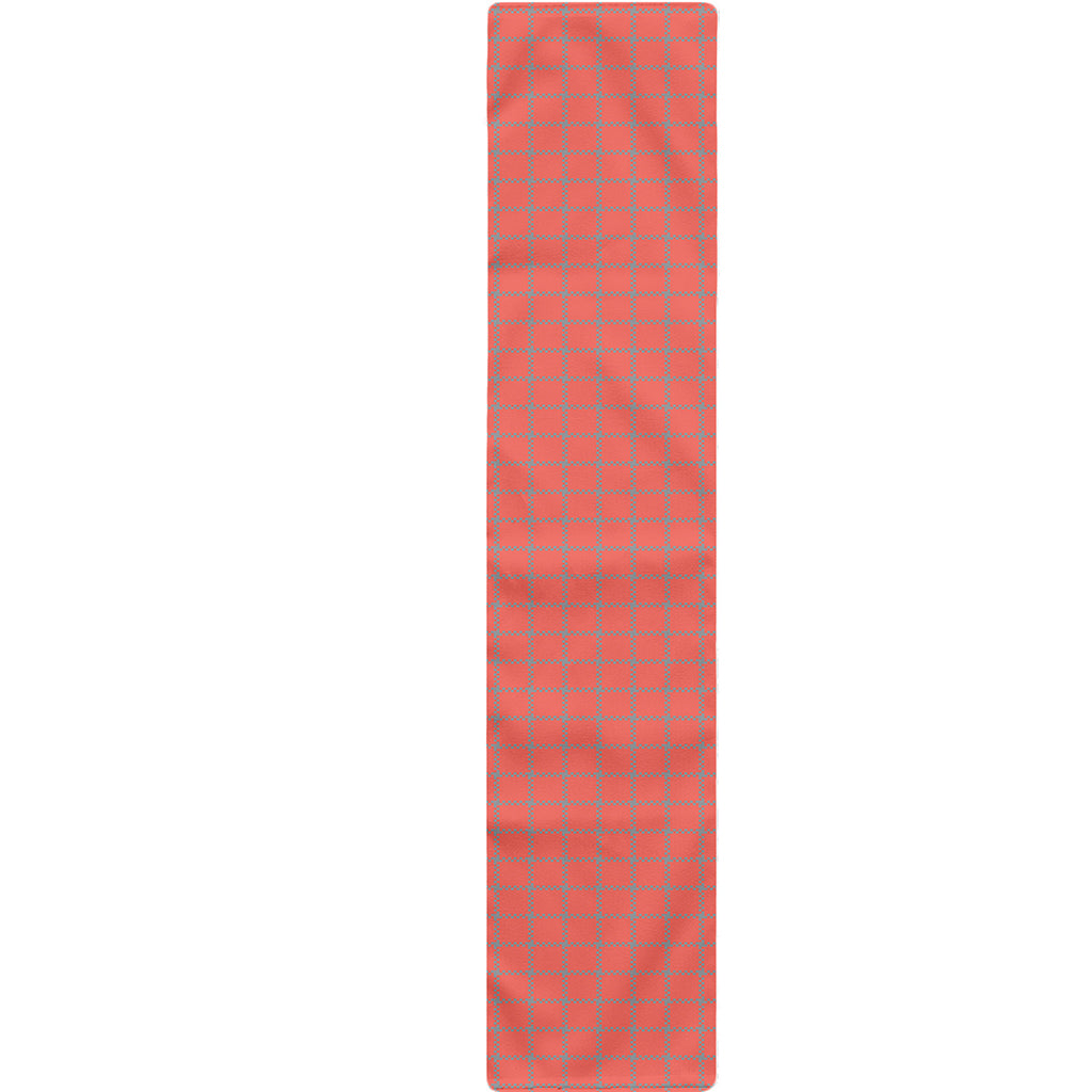 Pastel Red And Grey Tattersall Print Table Runner
