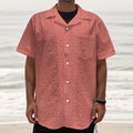Pastel Red And Grey Tattersall Print Textured Short Sleeve Shirt
