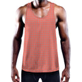 Pastel Red And Grey Tattersall Print Men's Workout Tank Top