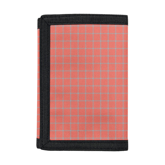 Pastel Red And Grey Tattersall Print Trifold Wallet
