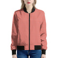 Pastel Red And Grey Tattersall Print Women's Bomber Jacket