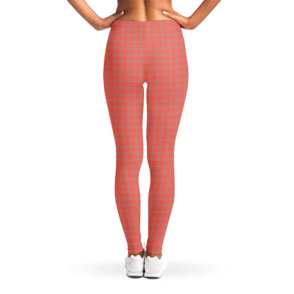 Pastel Red And Grey Tattersall Print Women's Leggings