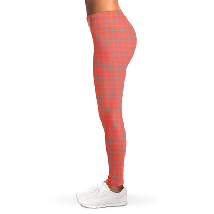 Pastel Red And Grey Tattersall Print Women's Leggings