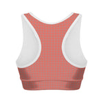 Pastel Red And Grey Tattersall Print Women's Sports Bra
