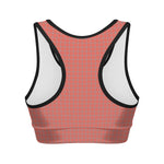 Pastel Red And Grey Tattersall Print Women's Sports Bra