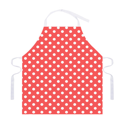 Pastel Red And White Polka Dot Print Adjustable Apron