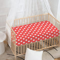 Pastel Red And White Polka Dot Print Baby Crib Sheet