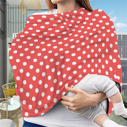 Pastel Red And White Polka Dot Print Baby Seat Cover