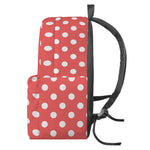 Pastel Red And White Polka Dot Print Backpack