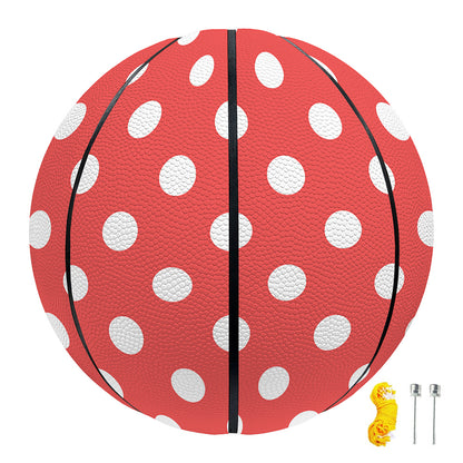 Pastel Red And White Polka Dot Print Basketball