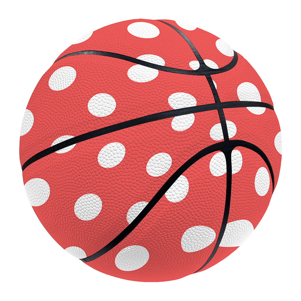 Pastel Red And White Polka Dot Print Basketball