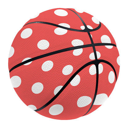 Pastel Red And White Polka Dot Print Basketball