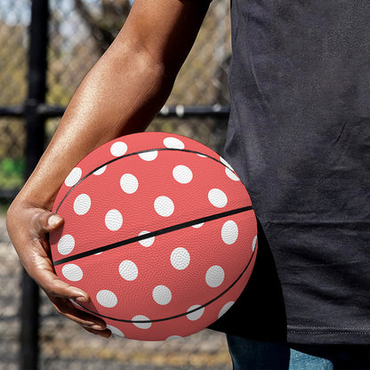 Pastel Red And White Polka Dot Print Basketball