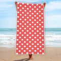 Pastel Red And White Polka Dot Print Beach Towel
