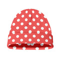 Pastel Red And White Polka Dot Print Beanie