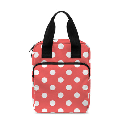 Pastel Red And White Polka Dot Print Bible Tote Bag