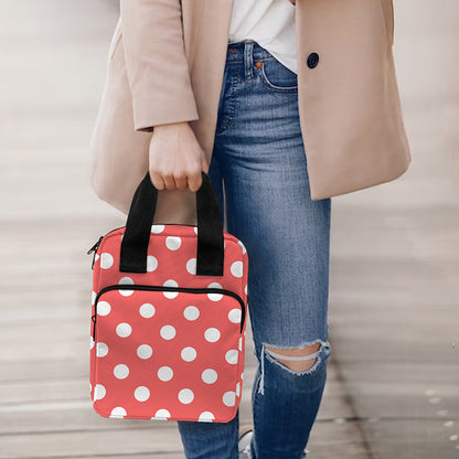 Pastel Red And White Polka Dot Print Bible Tote Bag