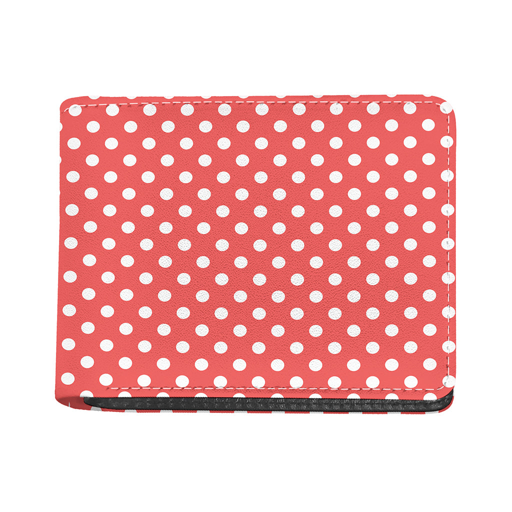 Pastel Red And White Polka Dot Print Bifold Wallet
