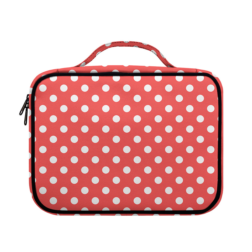 Pastel Red And White Polka Dot Print Briefcase Bible Bag