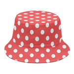 Pastel Red And White Polka Dot Print Bucket Hat