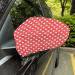 Pastel Red And White Polka Dot Print Car Side Mirror Covers