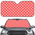 Pastel Red And White Polka Dot Print Car Windshield Sun Shade