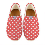 Pastel Red And White Polka Dot Print Casual Shoes