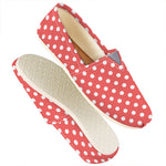 Pastel Red And White Polka Dot Print Casual Shoes