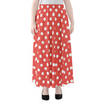 Pastel Red And White Polka Dot Print Chiffon Maxi Skirt