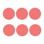 Pastel Red And White Polka Dot Print Coaster Set