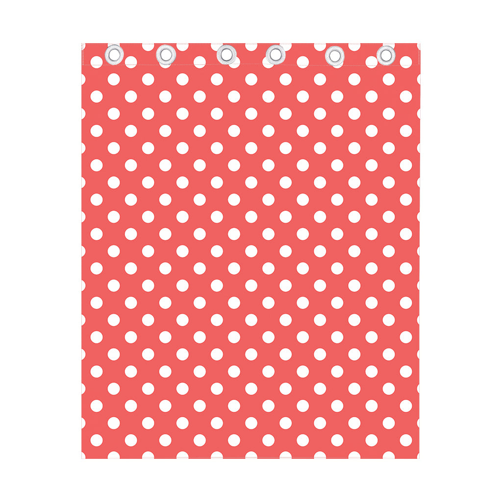 Pastel Red And White Polka Dot Print Curtain